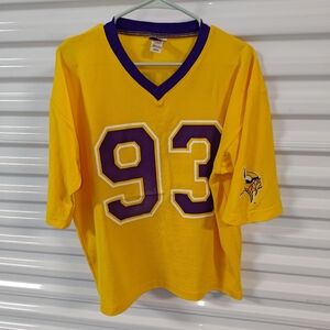 Vtg Sport Attack NFL Minnesota Vikings John Randle#93 V-neck Jersey L